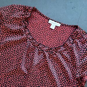 Coldwater Creek Red and Black Patterned Blouse